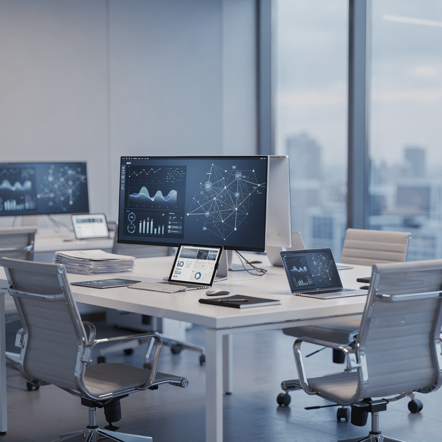 Ambiente profissional de consultoria tecnológica