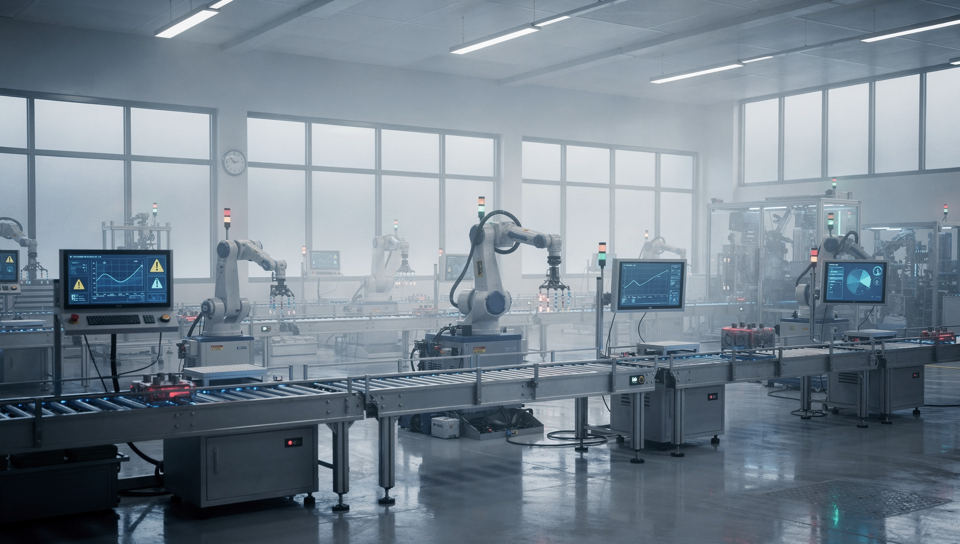 Ilustração de fábrica protegida contra ataques cibernéticos